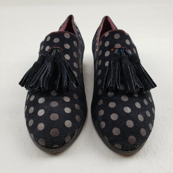 L'Artiste Spring Step Klasik Loafer Women 9 40 Black Suede Polka Dot Tassel Shoe - Picture 5 of 16